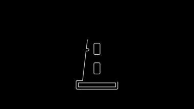White line Castle tower icon isolated on black background. Fortress sign. 4K Video motion graphic animation.