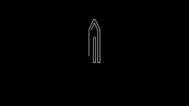 White line Medieval sword icon isolated on black background. Medieval weapon. 4K Video motion graphic animation.