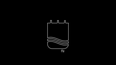 White line Medieval flag icon isolated on black background. Country, state, or territory ruled by a king or queen. 4K Video motion graphic animation.