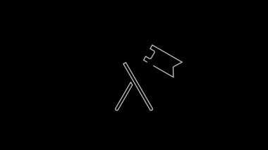 White line Crossed medieval flag icon isolated on black background. Country, state, or territory ruled by a king or queen. 4K Video motion graphic animation.