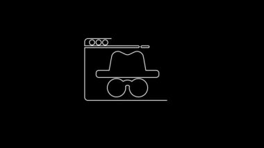 Beyaz çizgi Tarayıcı takma isimle pencere simgesi siyah arkaplanda izole edildi. 4K Video hareketli grafik canlandırması.
