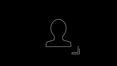 Beyaz çizgi yüz tanıma simgesi siyah arkaplanda izole edildi. Yüz tanımlama simgesi. Yüz tanıma. Siber güvenlik kavramı. 4K Video hareketli grafik canlandırması.