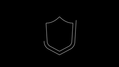White line Shield with cross mark icon isolated on black background. Shield and rejected. Notice of refusal. 4K Video motion graphic animation.