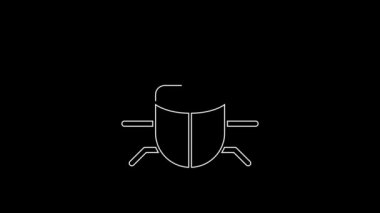 Beyaz çizgi sistem hata konsepti simgesi siyah arkaplanda izole edildi. Kod hatası konsepti. Sistemde hata var. Böcek araması. 4K Video hareketli grafik canlandırması.