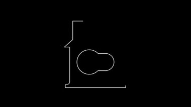 Beyaz çizgi Akıllı ev simgesi siyah arkaplanda izole edildi. Uzaktan kumanda. 4K Video hareketli grafik canlandırması.