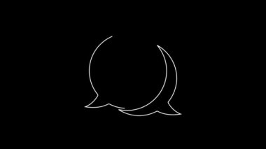 Konuşma baloncuğu simgesindeki beyaz çizgi kontrol işareti siyah arkaplanda izole edildi. Güvenlik, güvenlik, koruma, gizlilik kavramı. Kene izi onaylandı. 4K Video hareketli grafik canlandırması.