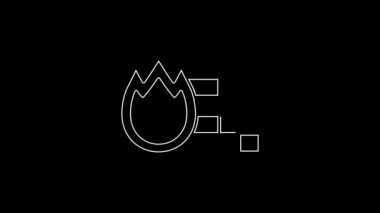 Beyaz çizgi güvenlik duvarı, siyah arka planda izole edilmiş bir güvenlik duvarı simgesi. 4K Video hareketli grafik canlandırması.