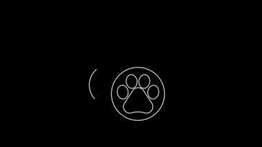 White line Dog pill icon isolated on black background. Prescription medicine for animal. 4K Video motion graphic animation.