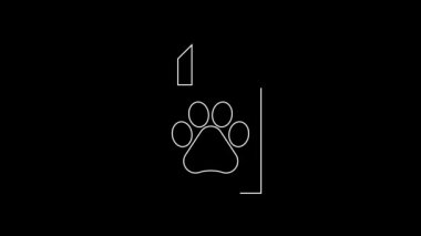 White line Shopping bag pet icon isolated on black background. Pet shop online. Animal clinic. 4K Video motion graphic animation.