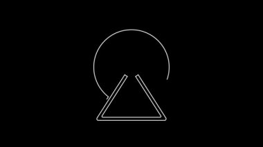 White line Hamster wheel icon isolated on black background. Wheel for rodents. Pet shop. 4K Video motion graphic animation.