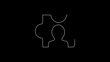 White line Head hunting icon isolated on black background. Business target or Employment sign. Human resource and recruitment for business. 4K Video motion graphic animation.