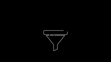 White line Head hunting icon isolated on black background. Business target or Employment sign. Human resource and recruitment for business. 4K Video motion graphic animation.