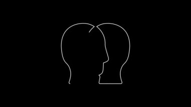 Beyaz çizgi Proje ekibi üs simgesi siyah arkaplanda izole edildi. İş analizi ve planlama, danışmanlık, takım çalışması, proje yönetimi. Geliştiriciler. 4K Video hareketli grafik canlandırması.