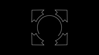 White line Head hunting icon isolated on black background. Business target or Employment sign. Human resource and recruitment for business. 4K Video motion graphic animation.