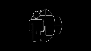 White line Head hunting icon isolated on black background. Business target or Employment sign. Human resource and recruitment for business. 4K Video motion graphic animation.