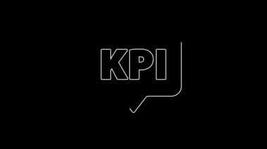 White line KPI - Key performance indicator icon isolated on black background. 4K Video motion graphic animation.