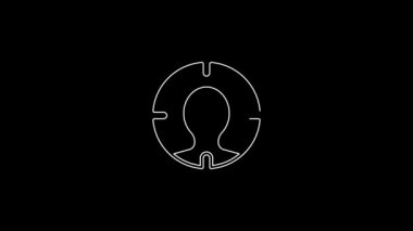White line Head hunting icon isolated on black background. Business target or Employment sign. Human resource and recruitment for business. 4K Video motion graphic animation.