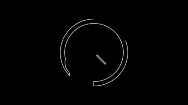 Beyaz çizgi Zaman Yönetimi simgesi siyah arkaplanda izole edildi. Saat ve vites tabelası. Üretkenlik sembolü. 4K Video hareketli grafik canlandırması.