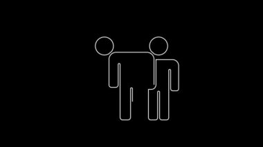 Beyaz çizgi kullanıcı grubu simgesi siyah arkaplanda izole edildi. Bir grup insan ikonu. İş simgesi - kullanıcı profili simgesi. 4K Video hareketli grafik canlandırması.