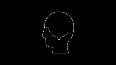 White line Head hunting icon isolated on black background. Business target or Employment sign. Human resource and recruitment for business. 4K Video motion graphic animation.