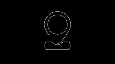 White line Worker location icon isolated on black background. 4K Video motion graphic animation.