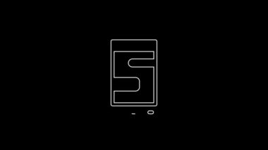 White line New chat messages notification on phone icon isolated on black background. Smartphone chatting sms messages speech bubbles. 4K Video motion graphic animation.