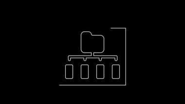 White line Browser files icon isolated on black background. 4K Video motion graphic animation.