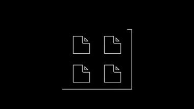 White line Browser files icon isolated on black background. 4K Video motion graphic animation.