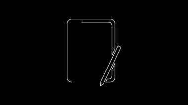 Beyaz çizgi hava tahmini simgesi siyah arkaplanda izole edildi. 4K Video hareketli grafik canlandırması.