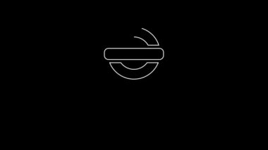 White line London underground icon isolated on black background. 4K Video motion graphic animation.