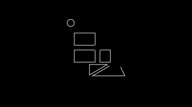 White line Flag of England on flagpole icon isolated on black background. 4K Video motion graphic animation.