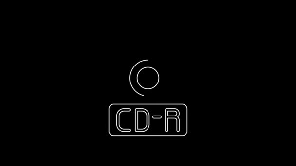 白线Cd或Dvd盘图标隔离在黑色背景上 光盘标志 4K视频运动图形动画 — 图库视频影像