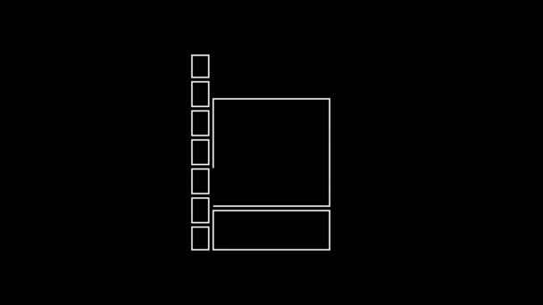 Witte Lijn Speel Video Pictogram Geïsoleerd Zwarte Achtergrond Filmstrip Bord — Stockvideo