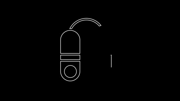 White Line House Key Icon Isolated Black Background Concept House — 图库视频影像