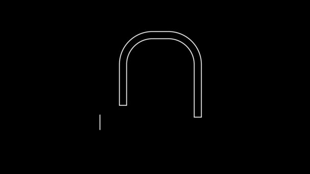 White Line Bicycle Lock Shaped Industrial Icon Isolated Black Background — Stock Video