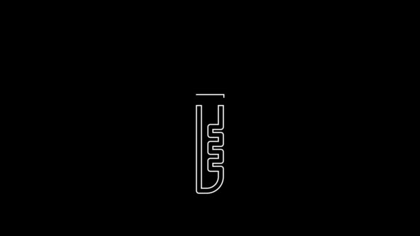 白い線黒の背景に隔離されたキーアイコン 4Kビデオモーショングラフィックアニメーション — ストック動画