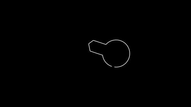 White Line Broken Key Icon Isolated Black Background Video Motion — Stok video