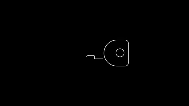 Biała Linia Ikona Klucza Izolowana Czarnym Tle Animacja Graficzna Ruchu — Wideo stockowe