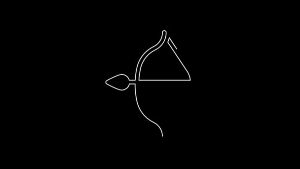White Line Medieval Bow Arrow Icon Isolated Black Background Medieval – Stock-video