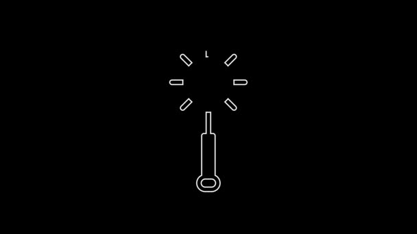 Белая Линия Средневековый Скованный Булавой Мяч Значок Изолирован Черном Фоне — стоковое видео