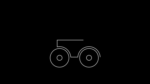 White Line Wooden Four Wheel Cart Hay Icon Isolated Black — Wideo stockowe