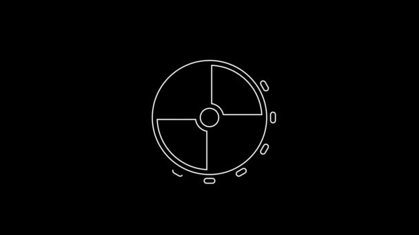 White Line Wooden Shield Icon Isolated Black Background Security Safety — Vídeo de Stock
