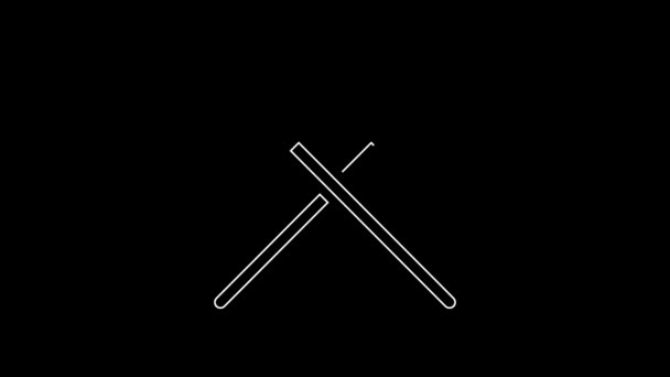 White Line Crossed Medieval Spears Icon Isolated Black Background Medieval — Vídeo de Stock