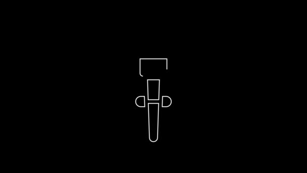 White Line Torch Flame Icon Isolated Black Background Symbol Fire — Video Stock