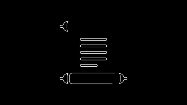 Línea Blanca Decreto Papel Pergamino Icono Desplazamiento Icono Aislado Sobre — Vídeos de Stock