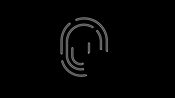 White Line Cancelled Fingerprint Icon Isolated Black Background Access Denied — Stock video