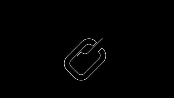 Піктограма Ланцюга Білої Лінії Ізольовано Чорному Тлі Посилання Одинарне Символ — стокове відео
