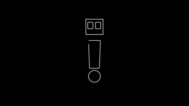 Linie Albă Usb Flash Drive Icon Izolat Fundal Negru Animație — Videoclip de stoc