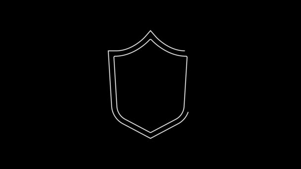 White Line Shield Eye Icon Isolated Black Background Security Safety — Stockvideo