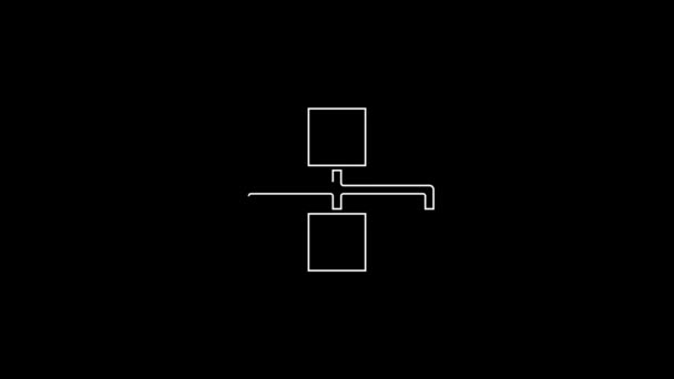 Weiße Linie Hierarchie Organogrammdiagramm Infografik Symbol Isoliert Auf Schwarzem Hintergrund — Stockvideo